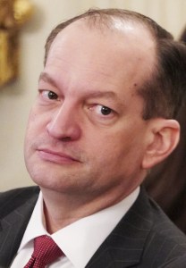 Former Trump Secretary of Labor Alex Acosta, who gave Epstein a sweetheart deal when he was U.S. Attorney.