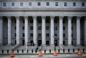 shows the Thurgood Marshall U.S. Courthouse where the Second Circuit Court of Appeals is located in New York's lower Manhattan. The federal appeals court Wednesday, Jan. 8, 2020, rejected a (AP Photo/Mary Altaffer, File)