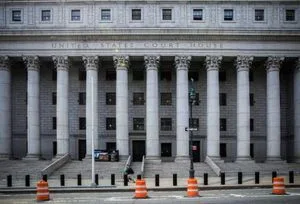 shows the Thurgood Marshall U.S. Courthouse where the Second Circuit Court of Appeals is located in New York's lower Manhattan. The federal appeals court Wednesday, Jan. 8, 2020, rejected a (AP Photo/Mary Altaffer, File)