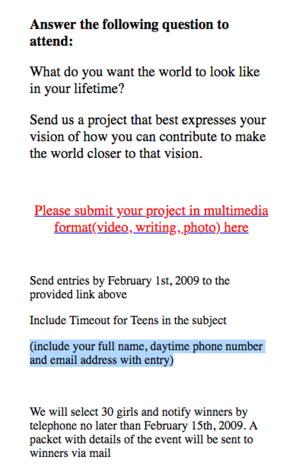 Here is another GBD effort to get girls the names of girls who might have an interest in making the world better - which was Raniere's allure for many who came into Nxivm.