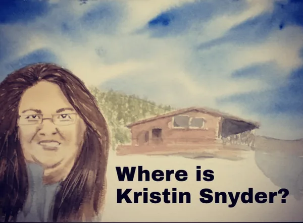 MK10ART's painting of Elaine Smiloff. Miller's Landing where Kristin Snyder's turck was found is in the background