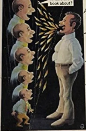 An artist's depiction of Scott Johnson trying to make a commenter feel small.