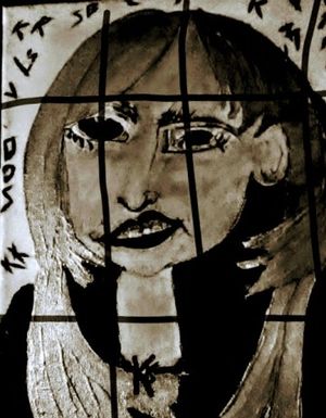 Mack behind bars Marie White Painting