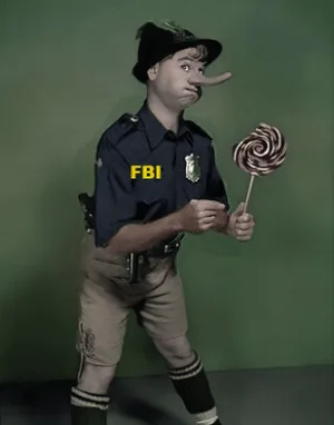 FBI Special Agent Elliot McGinnis has his own unique way of doing things. It is not the FBI way. It is not the Department of Justice way. In the photo above, which is not an actual photograph of the Special Agent, artist MMG gives a hint at Special Agent McGinnis's most prominent technique in his work.