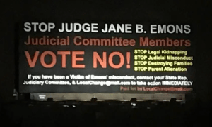 Vote no to Judge Emons billboard
