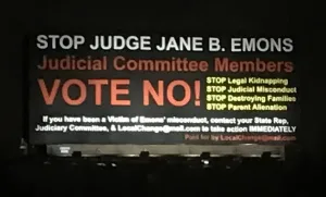 Vote no to Judge Emons billboard
