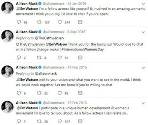 Mack's 2016 Twits with attempts to recruit Emily Watson were highlighted.