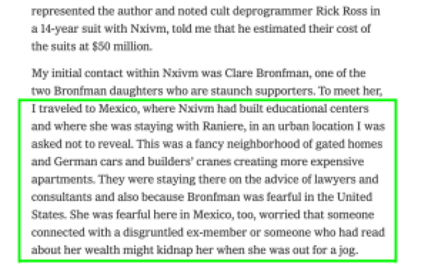 Truth Evidence D.2: Article from NYT magazine, in which interviews took place before Mr. Raniere's arrest