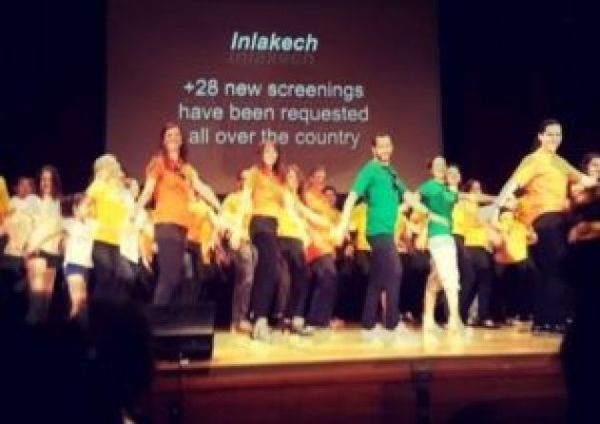 Emiliano Salinas [with green shirt] leads the dance with members of the secret secta NXIVM. The women are groomed to be slaves of Keith Raniere and branded on their pubic region with his initials.