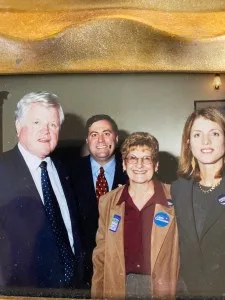Ted Kennedy, Steve Pigeon, his mother Barbara Pigeon and Caroline Kennedy, the daughter of John F Kennedy.