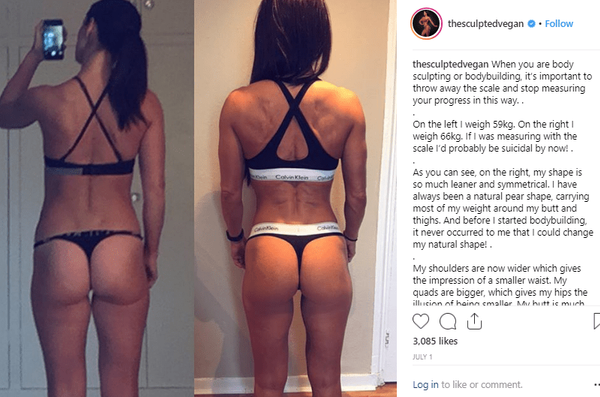 Kim - "My shoulders are now wider which gives the impression of a smaller waist. My quads are bigger, which gives my hips the illusion of being smaller. My butt is much bigger which gives me fullness and more womanly curves, and takes away the sag that I had under the cheeks."