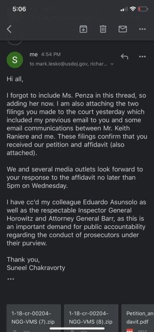 Suneel Chakravorty forgot to include Penza on the email thread, and added her after the fact.
