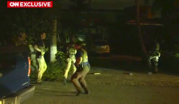 FT. LAUDERDALE, FL - JANUARY 25, 2019: FBI agents at the home of Roger Stone in Ft. Lauderdale before arresting him on obstruction charges. Courtesy of CNN