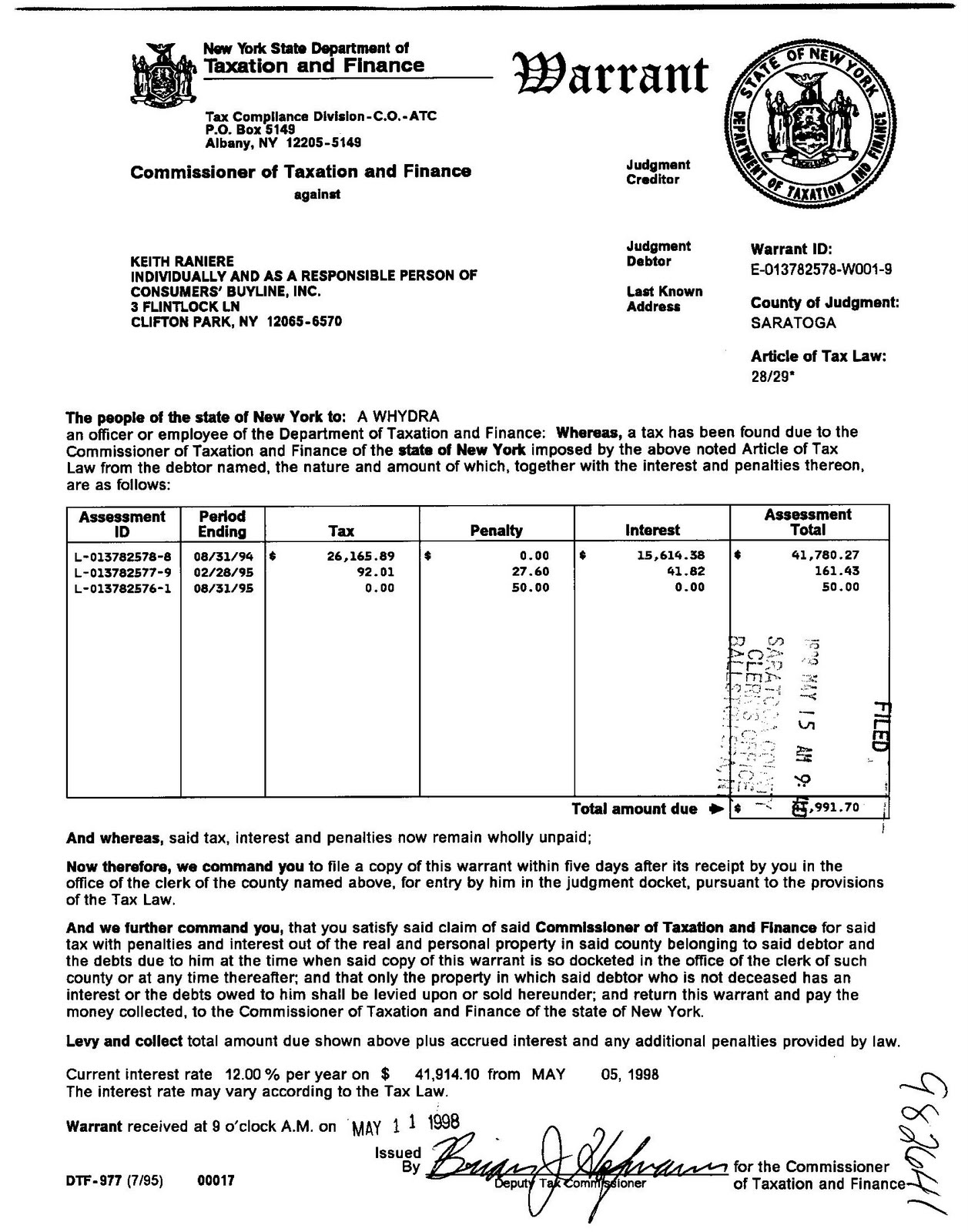 His bio says he was worth $50 million, yet Raniere faced foreclosure, stiffed credit cards, a student loan, and homeowner fees for his Flintlock Lane home