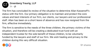 Greenberg Traurig Statement Resignation
