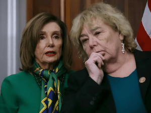 California Democratic Party Congressional Representatives Nancy Pelosi [l] and Zoe Lofgren [r].