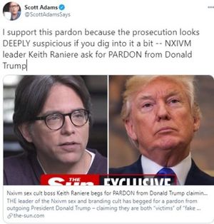 Scott Adams Tweets Pardon Raniere