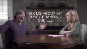 https://imgur.com/a/AYhtk This meme was created by someone who posted it on imgur.com. The photo is a still frame of a filmed interview of Keith Raniere by Allison Mack, posted on You Tube.