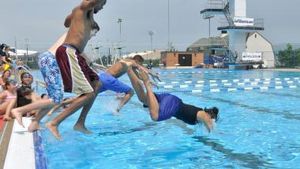 Second Mile camp held at Penn State included swimming in the giant Penn State natatorium.