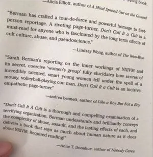 Sara Berman's new book - Don't Call It A Cult is about NXIVM