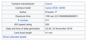 EXIF Data contains notes from the camera.