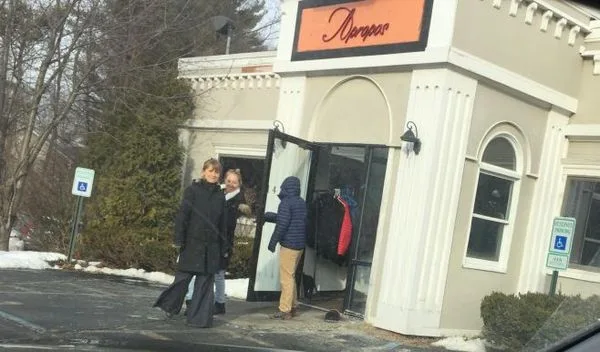 Allison Mack and India Oxenberg leave a Jness meeting at Apropos in fall of 2017.