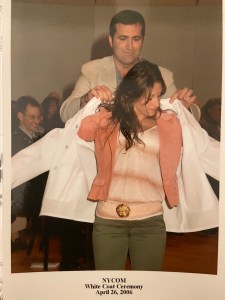 Danielle Roberts receiving her white coat.