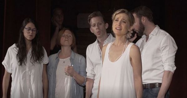 Allison Mack with the a capella singing group Simply Human