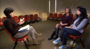 Elizabeth Vargas from ABC’s “20/20” interviewing Sam Grazzini-Rucki