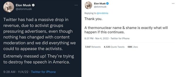 Liberal groups are pressuring advertisers to move off Twitter.
