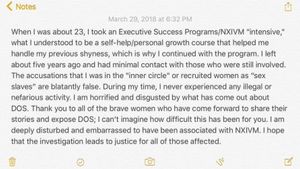 Kristin Kreuk statement about NXIVM