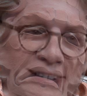 Artist depiction: "The lecherous Mr. Raniere."