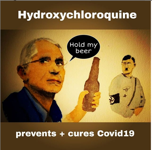 MK10ART's painting of the "unimpeachable" Dr. Anthony Fauci, the Left Stream Media's undisputed and unassailable expert on all things Covid.  To question him is tantamount to admitting you are mentally unstable, and deserving of censorship for possessing dangerous views.