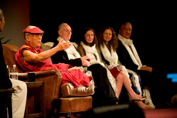 Dalai Lama and Sara Bronfman Clare Bronfman on stage Nxivm