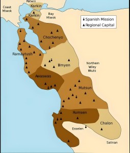 A map of the Ohlone language map. Arnaudh/WikiCommons