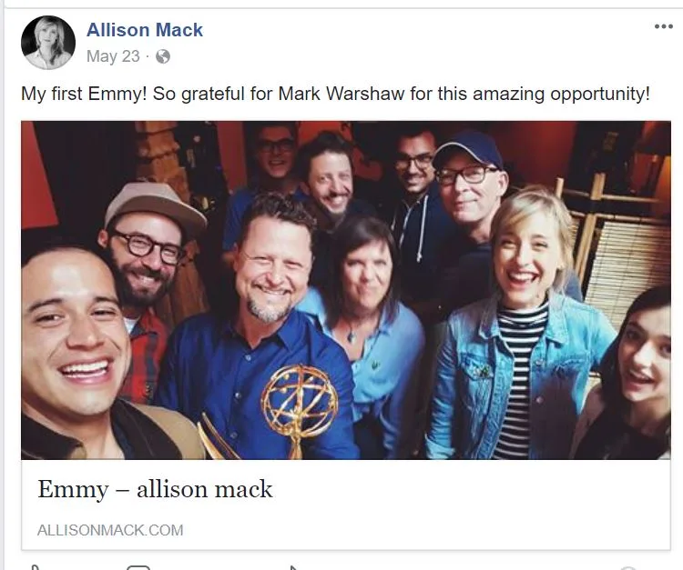 Allison Mack claimed she won EMMY but no record found of award