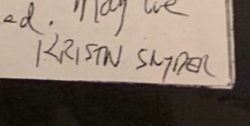 Alleged signature of Snyder on suicide note.