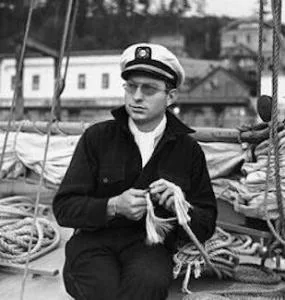 The 'Commodore' in one of the boats of his fleet.