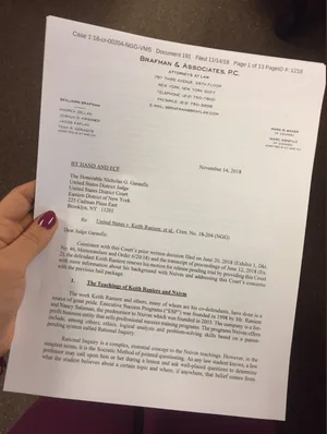 This is a copy of the latest paperwork for NXIVM. No, a confidentiality agreement is not necessary to read it. It is a letter, filed with the court, from Keith Raniere's attorney - for the judge - to get him out on bail.