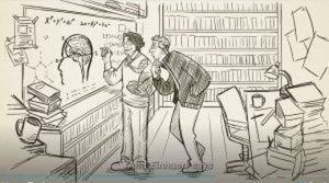 Here, Keith is depicted as Erik the scientist in a proposed cartoon series about him with Joe [who is supposed to be Mark Vicente]. Erik is showing Joe some deep scientific truth.