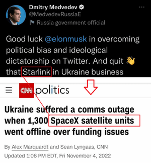 Russians applaud but ask for Musk to stop Starlink for Ukrainians.
