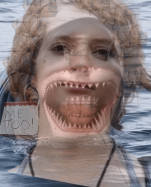 Much as I did with Keith Raniere when I was on the hunt of that criminal, I have created photoshopped portraits of Ayries Blanck to symbolize her criminality and her ruthless, vicious conduct. She has a very dim future before her and her shark-like predatory nature didn't so much destroy others but made her ripe for the hook.