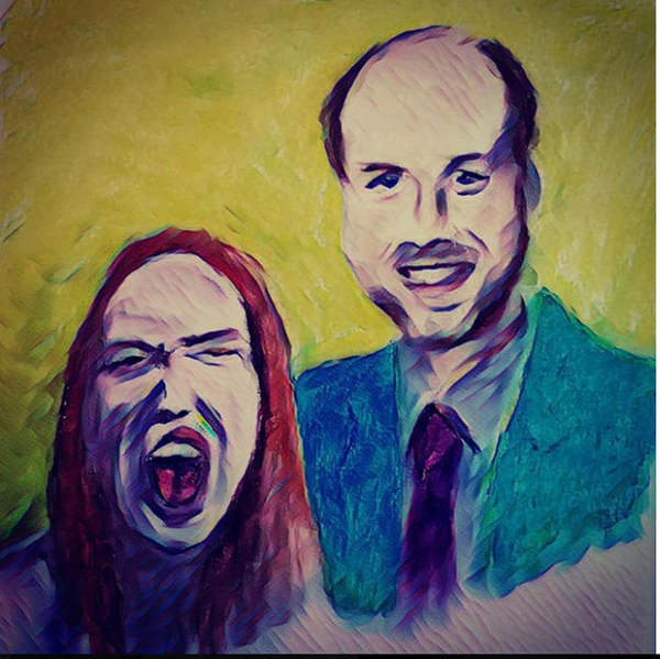 MK10ART's portrait of Dr. Brandon Porter working with a young slender woman on a human fright experiment - in order to create a more noble civilization.