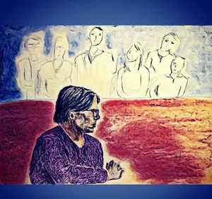 MK10Art's splendid portrayal of Keith Raniere - right after hearing the jury's verdict in his trial.
