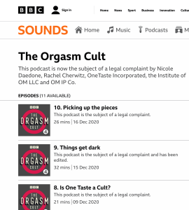 The BBC produced and aired nine episode podcast about OneTaste. Michal is featured prominently.