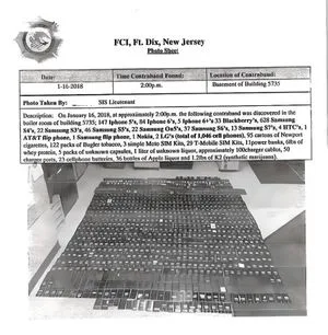 Cell phones are everywhere in prison. A 2018 crackdown at Fort Dix Federal Correctional Institution yielded 1,046 cell phones, in addition to drugs, cigarettes, weapons, and other contraband at the lock-up housing almost 3,900 low- and minimum-security inmates.