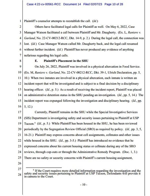 Raniere v. Garland, 4-22-cv-00561-RCC, Document 14, Page 10, Filed February 7, 2023