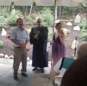 Judge Lewis Lubell officiating neutral custody evaluator Dr. Marc Abrams' wedding