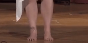 Close up of Allison's ankles and calves.