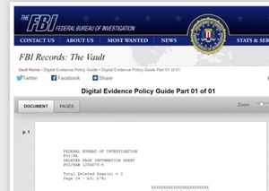 Pursuant to Section 3.3.4.5 of the FBI’s Digital Evidence Policy Guide, content review of
digital evidence, hereafter “DE” is authorized only after DE is processed by authorized
personnel… Content review of original DE is prohibited by those not trained and authorized by
the Operational Technology Division, hereafter “OTD.” Ex. C. at 21 – FBI’s Digital Evidence
Policy Guide (January 3, 2014, revised January 3, 2017) unclassified